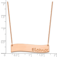 14k Rose Gold Medium BRADLEY HAND Curved Bar Necklace