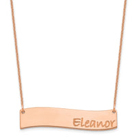 14k Rose Gold Medium BRADLEY HAND Curved Bar Necklace