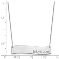 10k White Gold Medium BRADLEY HAND Curved Bar Necklace