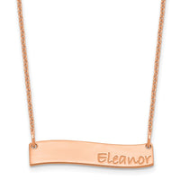 14k Rose Gold Small BRADLEY HAND Curved Bar Necklace