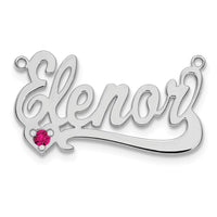 Sterling Silver/Rhodium-plated Birthstone Heart Name Plate
