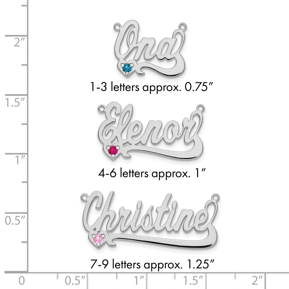 14k White Gold Birthstone Heart Name Plate