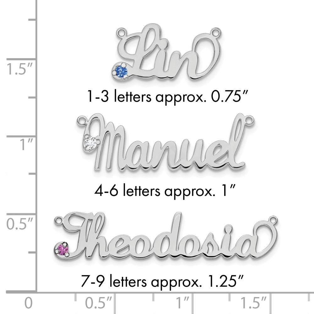 Sterling Silver/Rhodium-plated Birthstone Name Plate