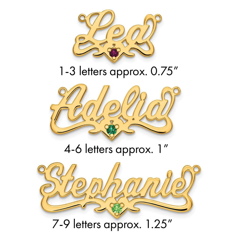 Sterling Silver/Gold-plated Birthstone Heart Name Plate