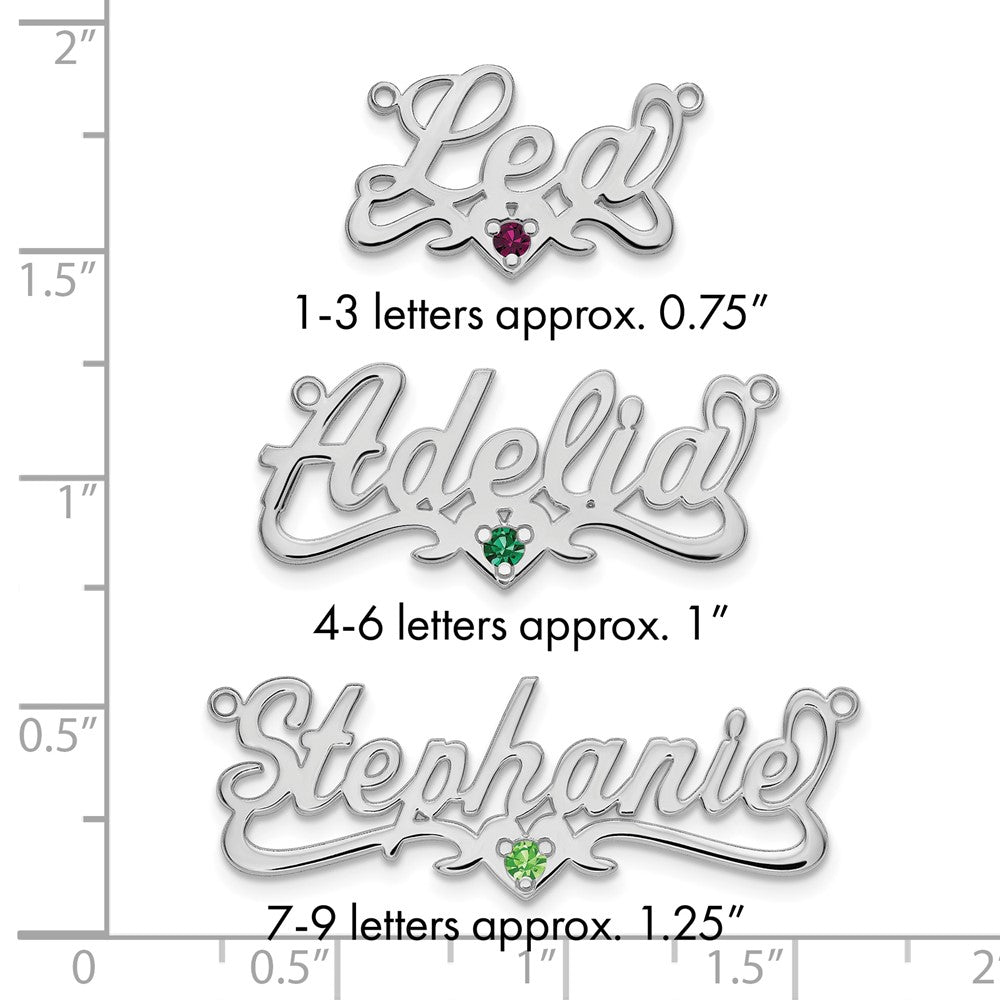 10k White Gold Birthstone Heart Name Plate