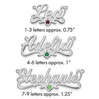 Sterling Silver/Rhodium-plated Birthstone Heart Name Plate