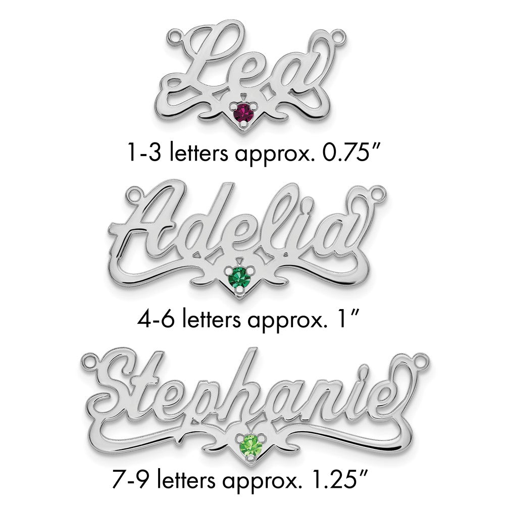 10k White Gold Birthstone Heart Name Plate