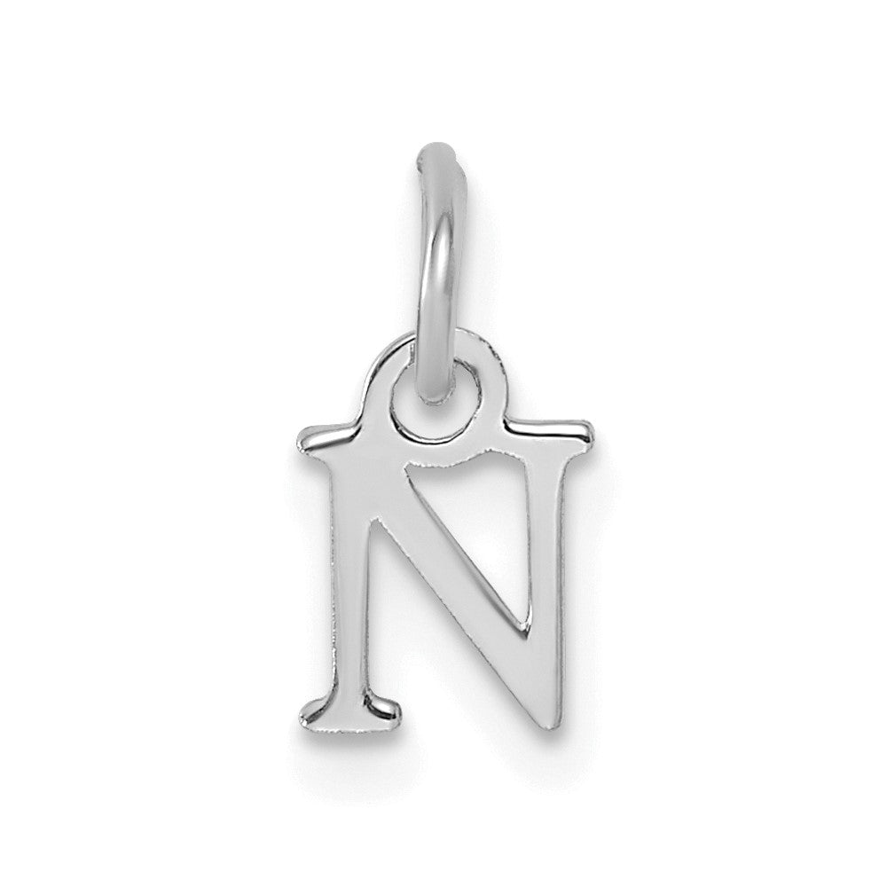 Sterling Silver Rhodium-plated Letter N Initial Charm