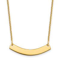 14k Yellow Gold Small Curved Blank Bar Necklace