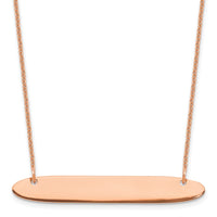 14k Rose Gold Medium Oblong Blank Bar Necklace