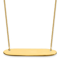 14k Yellow Gold Medium Oblong Blank Bar Necklace