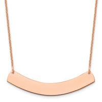 14k Rose Gold Medium Curved Blank Bar Necklace