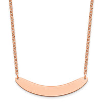 Sterling Silver/Rose-plated Medium Curved Blank Bar Necklace