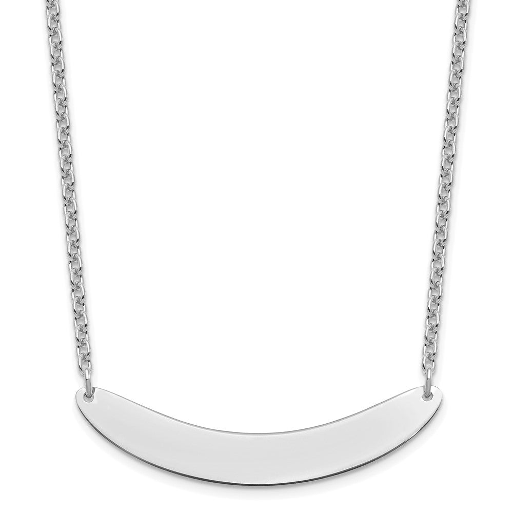 Sterling Silver/Rhod-plated Medium Curved Blank Bar Necklace