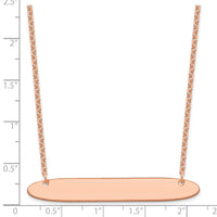 Sterling Silver/Rose-plated Large Oblong Blank Bar Necklace