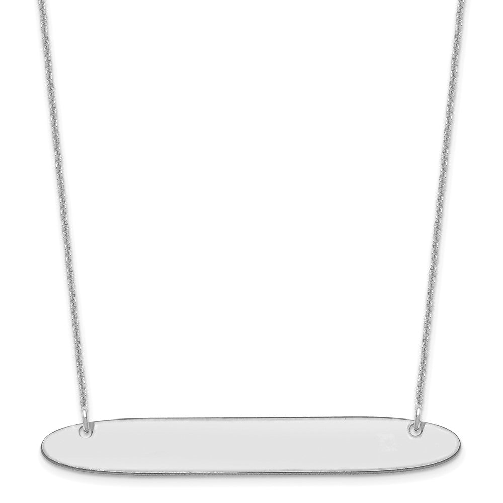 10k White Gold Large Oblong Blank Bar Necklace