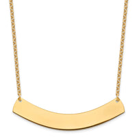 Sterling Silver/Gold-plated Large Curved Blank Bar Necklace