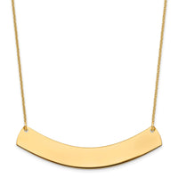14k Yellow Gold Large Curved Blank Bar Necklace