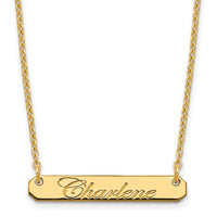 Sterling Silver/Gold-plated Small EDEARDIAN SCRIPT BAR Necklace