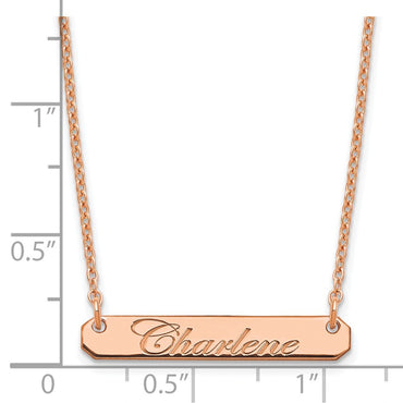 Sterling  Silver/Rose-plated Small EDWARDIAN SCRIPT Bar Necklace