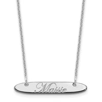 10k White Gold Small Oblong EDWARDIAN SCRIPT Bar Necklace