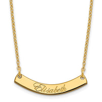 SS/Gold-plated Small EDWARDIAN SCRIPT Curved Bar Necklace