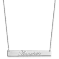 14k White Gold Medium EDWARDIAN SCRRIPT Bar Necklace