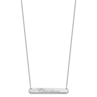 10k White Gold Medium EDWARDIAN SCRIPT Bar Necklace