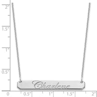 14k White Gold Medium EDWARDIAN SCRRIPT Bar Necklace