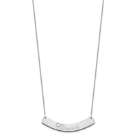10k White Gold Medium EDWARDIAN SCRIPT Curved Bar Necklace