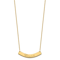 14k Yellow Gold Medium EDWARDIAN SCRIPT Curved Bar Necklace