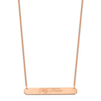 Sterling Silver/Rose-plated Large EDWARDIAN SCRIPT Bar Necklace