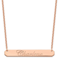 Sterling Silver/Rose-plated Large EDWARDIAN SCRIPT Bar Necklace