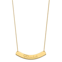 14k Yellow Gold Large EDWARDIAN SCRIPT Curved Bar Necklace