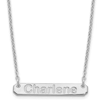 SS/Rhodium-plated Small Polished Arial Rounded Bar Necklace