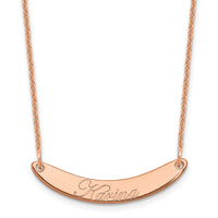 14k Rose Gold Small EDWARDIAN SCRIPT Curved  Bar Necklace