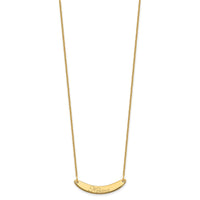 14k Yellow Gold Small EDWARDIAN SCRIPT Curved Bar Necklace