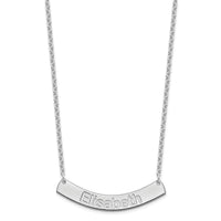 SS/Rhodium-plated Medium ARIAL ROUNDED Curved Bar Necklace