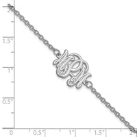 Sterling Silver/Rhodium-plated Etched Monogram Bracelet