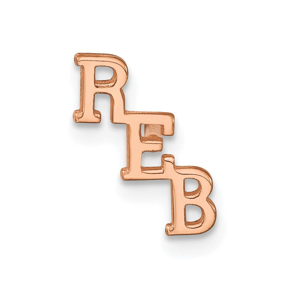 14k Rose Gold Small cut-out Monogram Tie Tac w/ Pink Plated YG Post