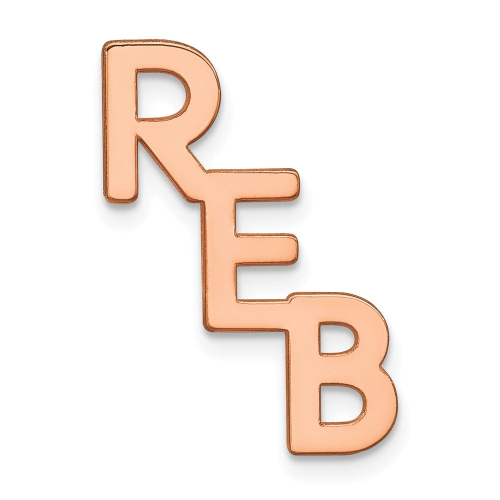 14k Rose Gold Large cut-out Monogram Tie Tac w/ Pink Plated YG Post