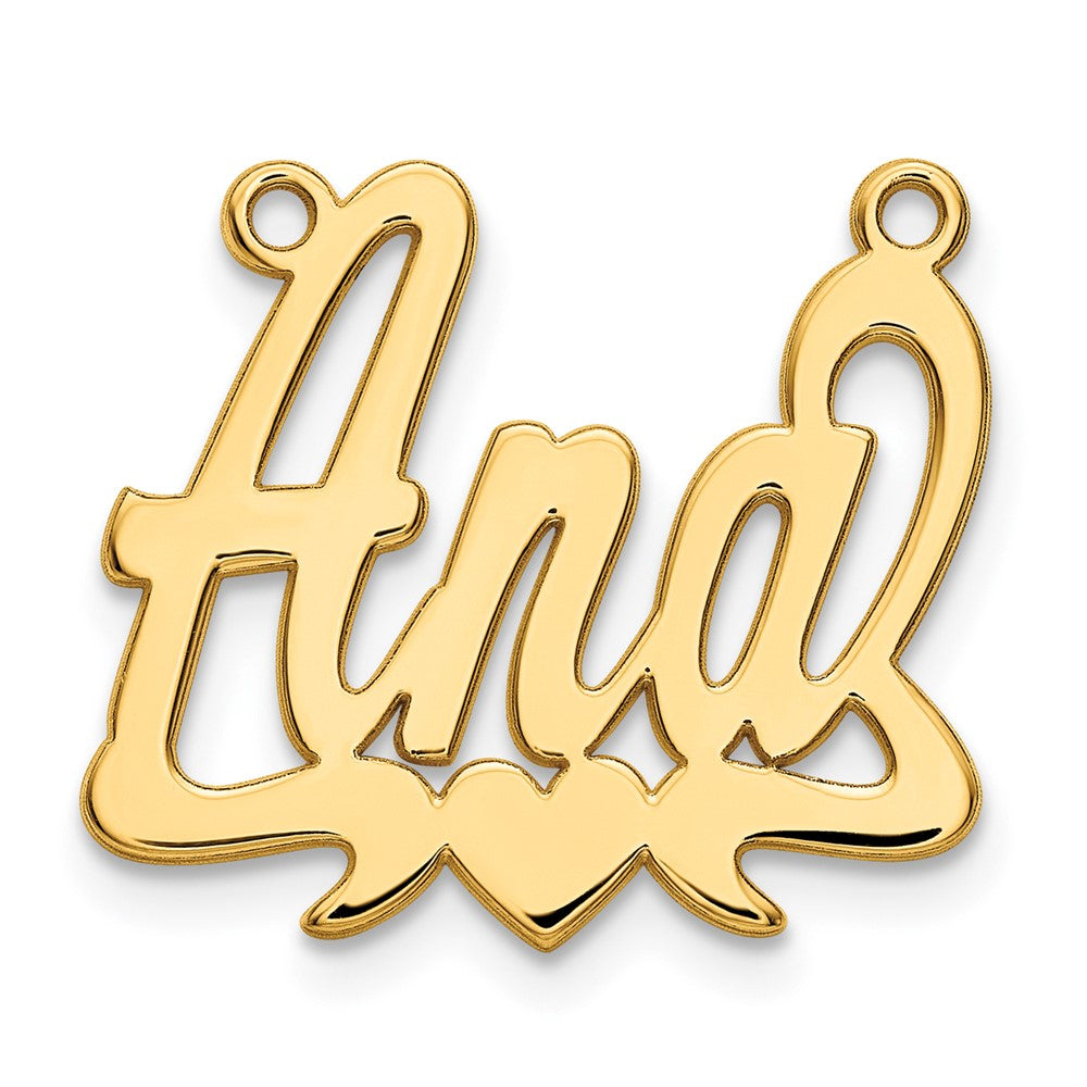 Sterling Silver/Gold-plated Polished Heart Name Plate