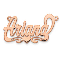Sterling Silver/Rose-plated Polished Heart Name Plate