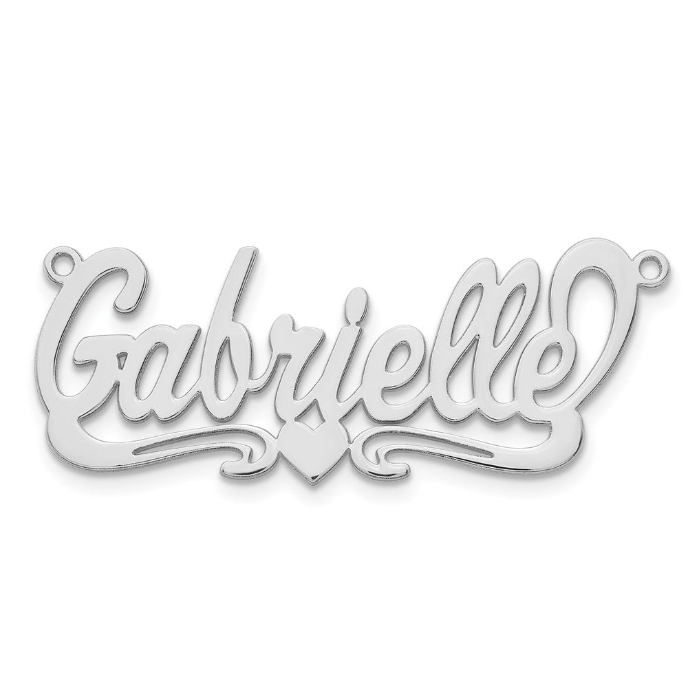 10k White Gold Polished Heart Name Plate