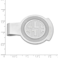 SS/Rhodium-plated Recessed Letter Monogram Round Money Clip