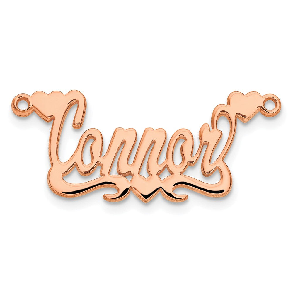 Sterling Silver/Rose-plated Polished Hearts Name Plate