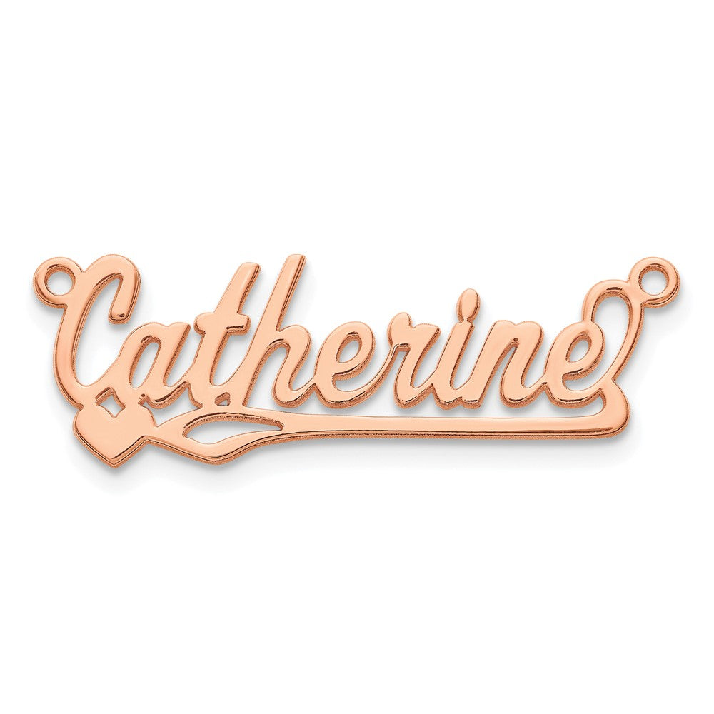Sterling Silver/Rose-plated Polished Heart Name Plate