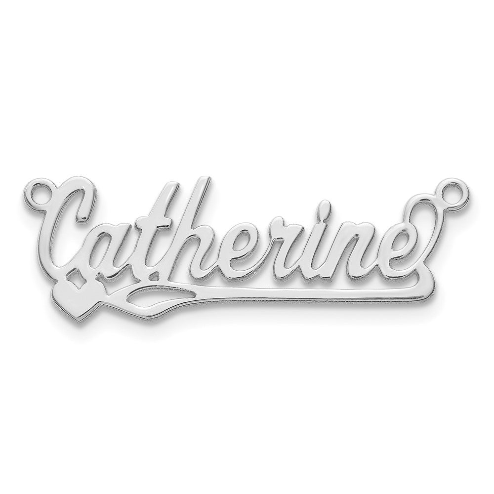 Sterling Silver/Rhodium-plated Polished Heart Name Plate