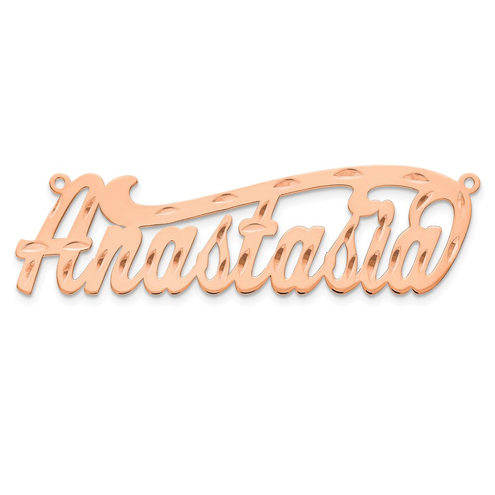 Sterling Silver/Rose-plated Diamond-cut Name Plate
