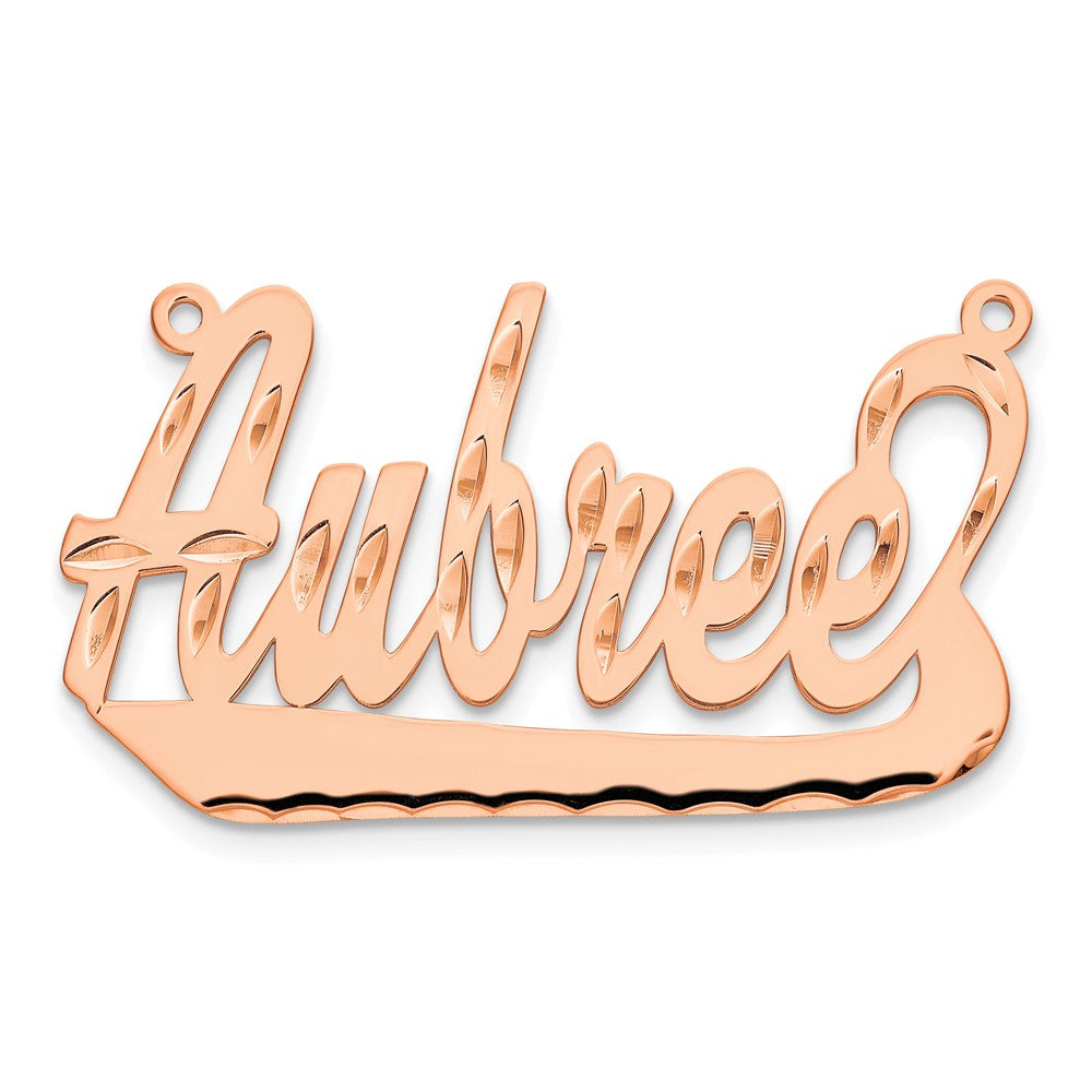 Sterling Silver/Rose-plated Diamond-cut Underlined Name Plate